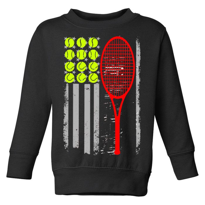 Vintage Tennis American Flag USA  Toddler Sweatshirt