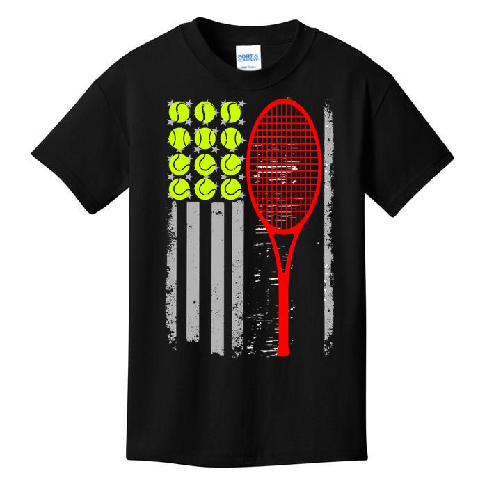 Vintage Tennis American Flag USA  Kids T-Shirt