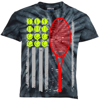 Vintage Tennis American Flag USA  Kids Tie-Dye T-Shirt