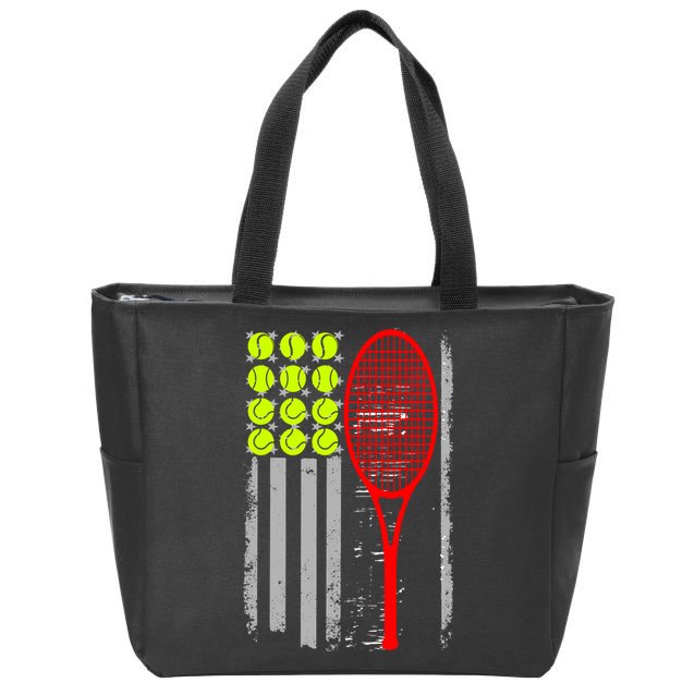 Vintage Tennis American Flag USA  Zip Tote Bag