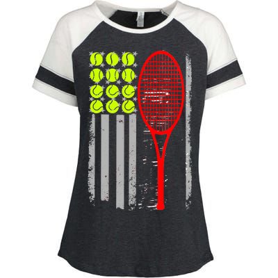 Vintage Tennis American Flag USA  Enza Ladies Jersey Colorblock Tee