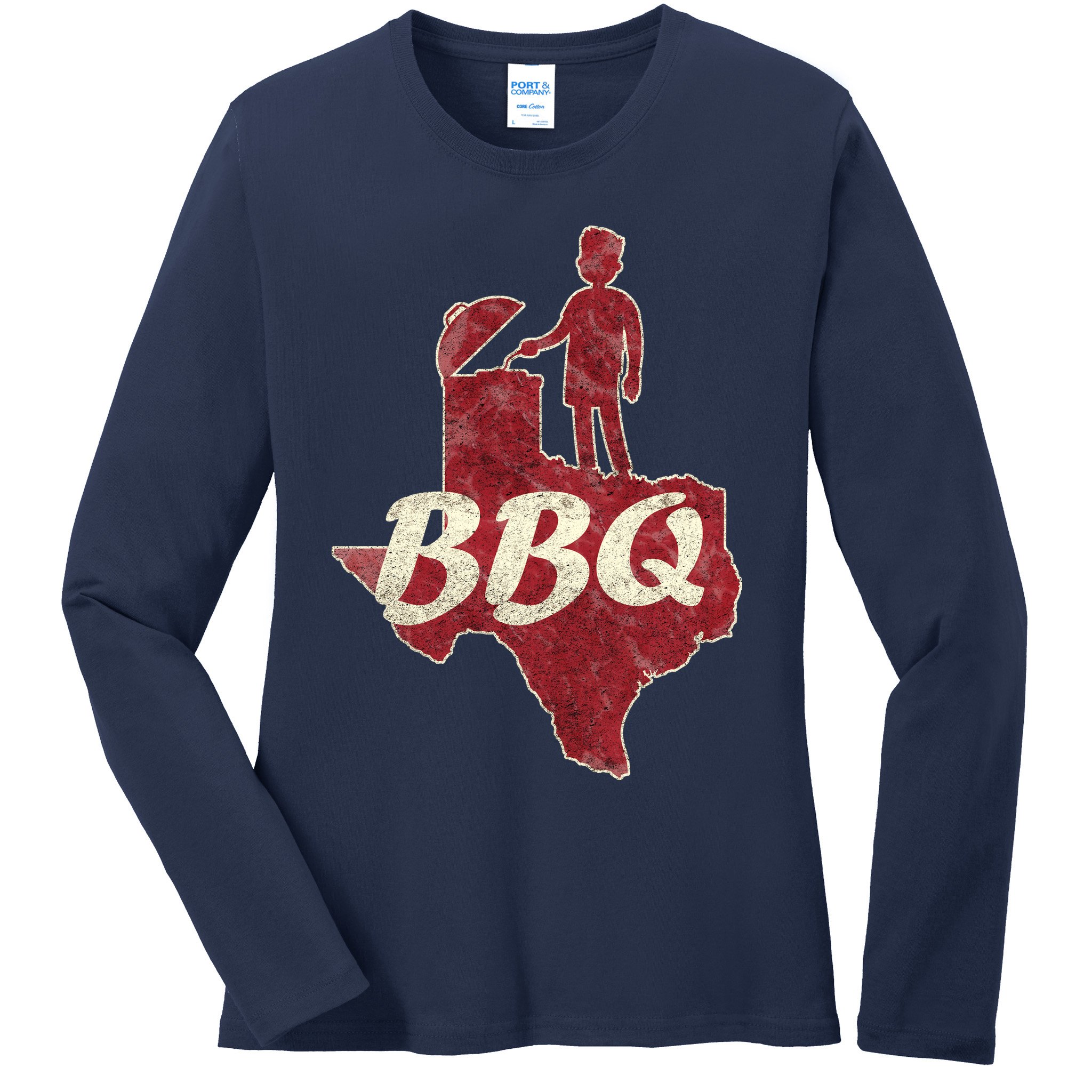 Vintage Texas BBQ Ladies Long Sleeve Shirt