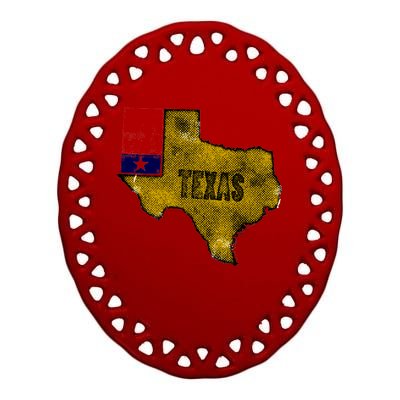 Vintage Texas Logo Ceramic Oval Ornament