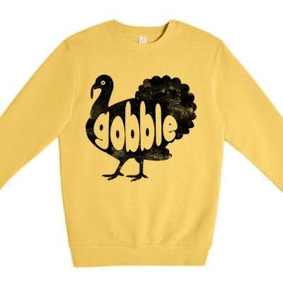 Vintage Thanksgiving Gobble Turkey Premium Crewneck Sweatshirt