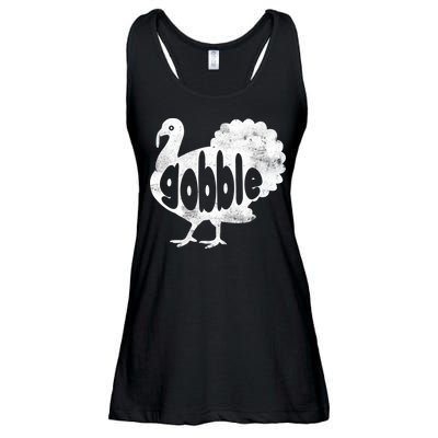 Vintage Thanksgiving Gobble Turkey Ladies Essential Flowy Tank