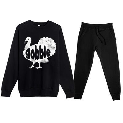 Vintage Thanksgiving Gobble Turkey Premium Crewneck Sweatsuit Set