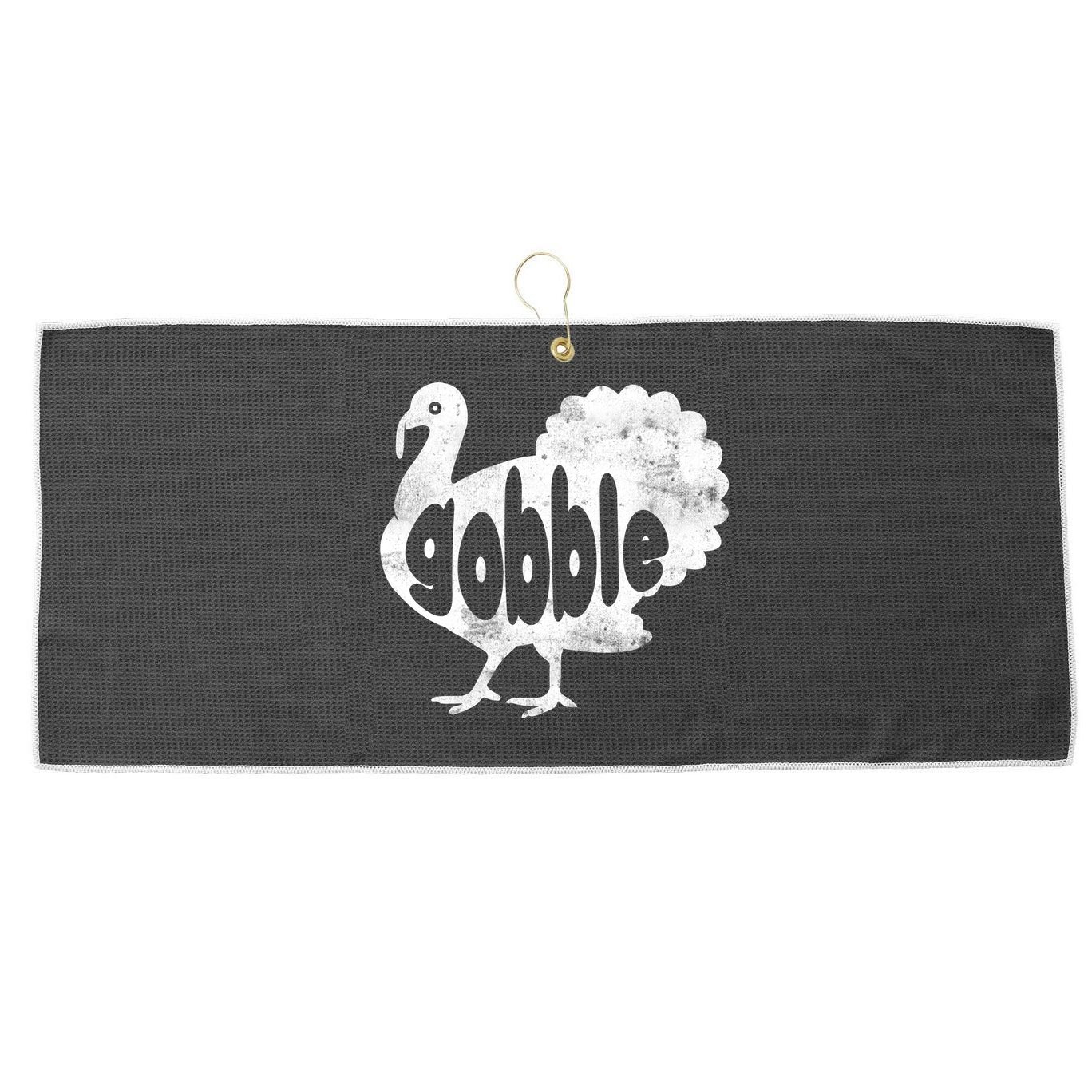 Vintage Thanksgiving Gobble Turkey Large Microfiber Waffle Golf Towel