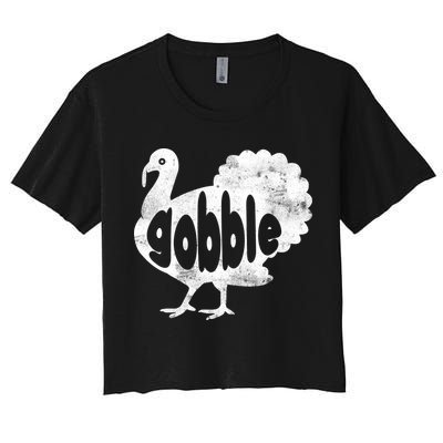Vintage Thanksgiving Gobble Turkey Crop Top