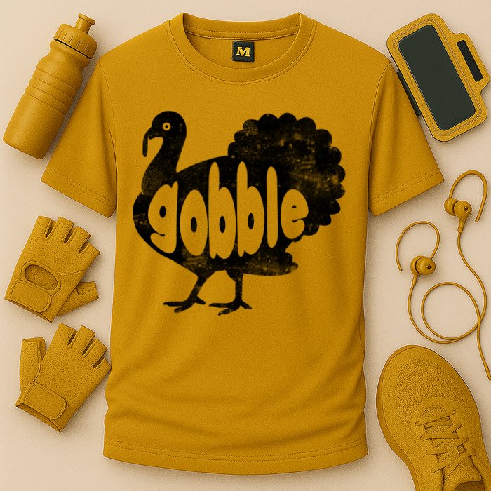 Vintage Thanksgiving Gobble Turkey Cooling Performance Crew T-Shirt