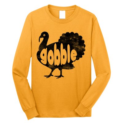 Vintage Thanksgiving Gobble Turkey Long Sleeve Shirt