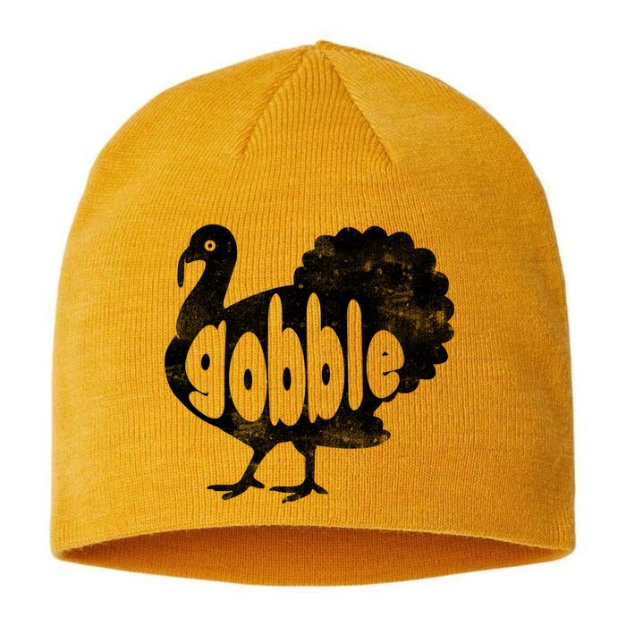 Vintage Thanksgiving Gobble Turkey Sustainable Beanie