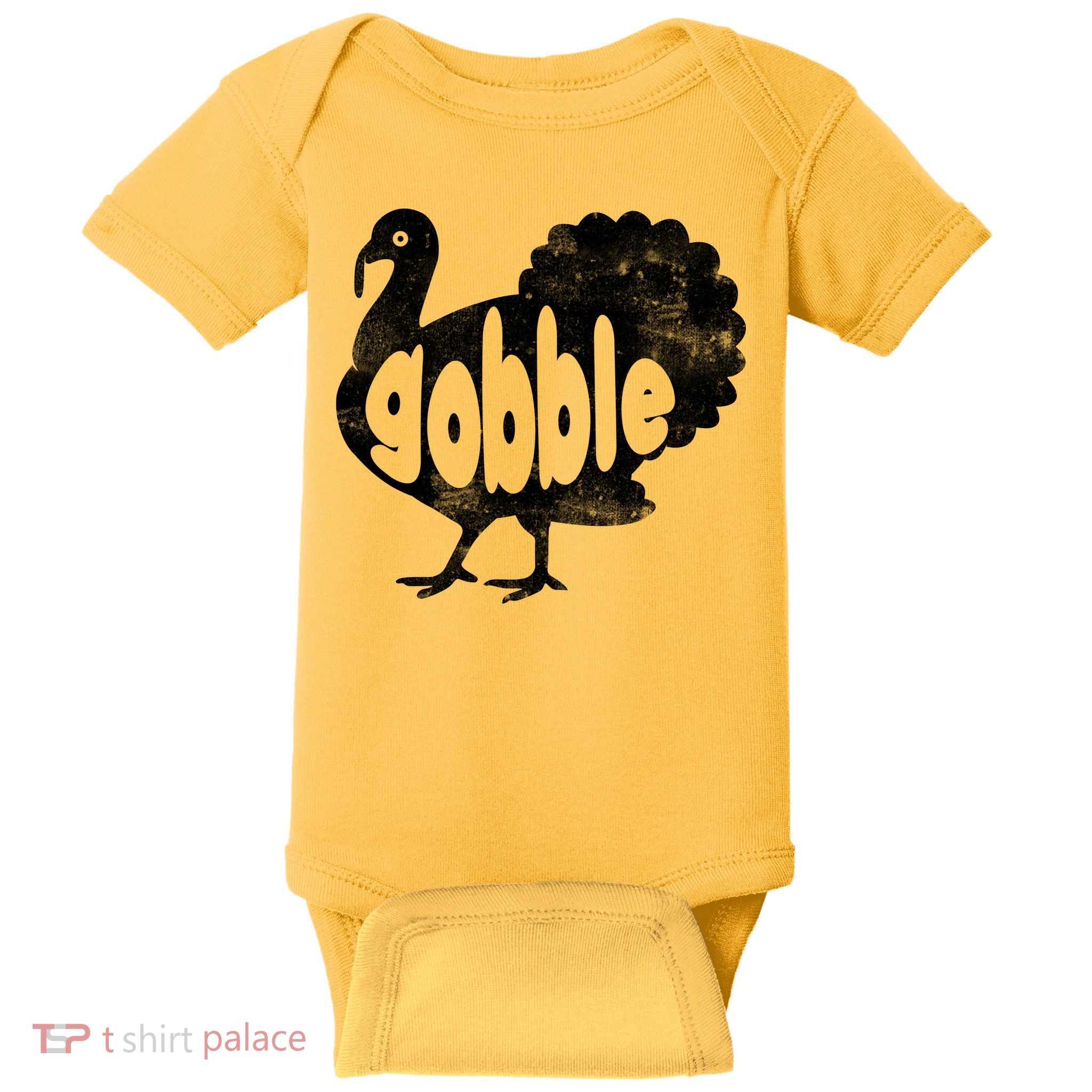 Vintage Thanksgiving Gobble Turkey Baby Bodysuit