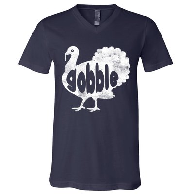 Vintage Thanksgiving Gobble Turkey V-Neck T-Shirt