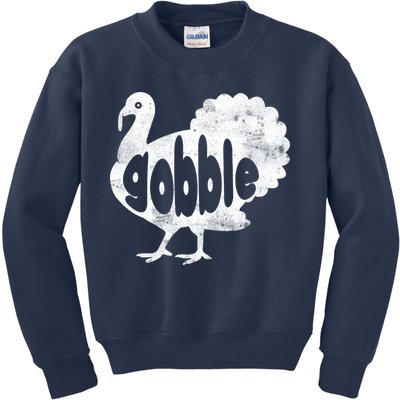 Vintage Thanksgiving Gobble Turkey Kids Sweatshirt