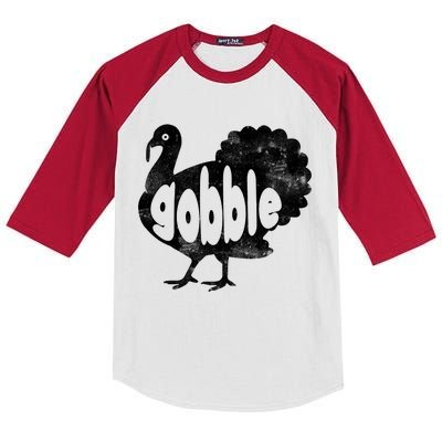 Vintage Thanksgiving Gobble Turkey Kids Colorblock Raglan Jersey