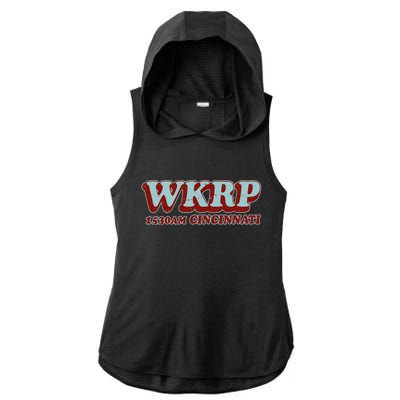 Vintage Thanksgiving WKRP 1530AM Cincinnati Ladies PosiCharge Tri-Blend Wicking Draft Hoodie Tank