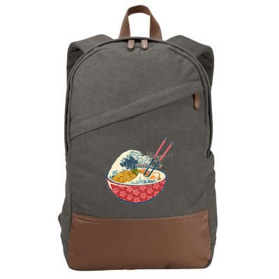 Vintage The Great Ramen Wave Cotton Canvas Backpack