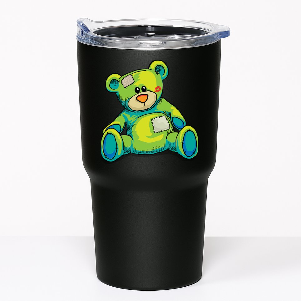 Vintage Torn Colorful Teddy Bear Tumbler