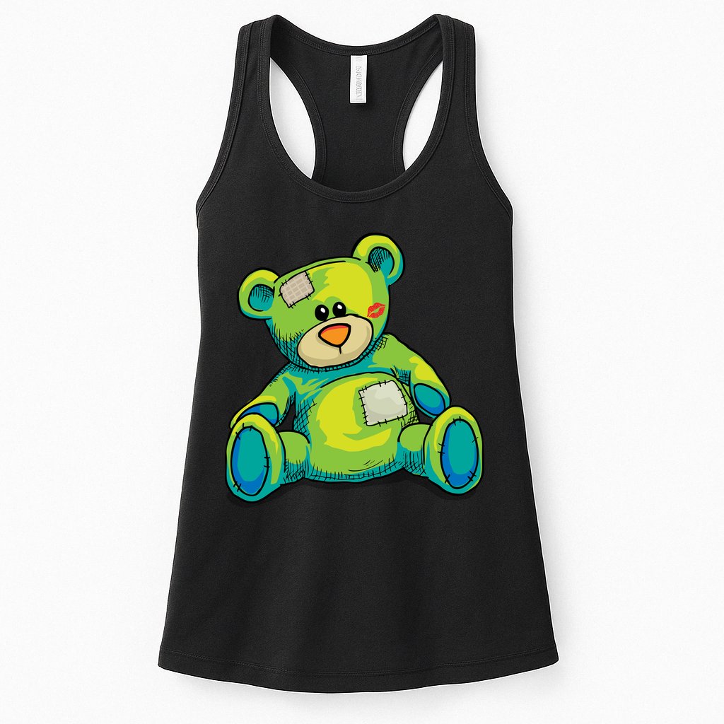 Vintage Torn Colorful Teddy Bear Womens Tank Top