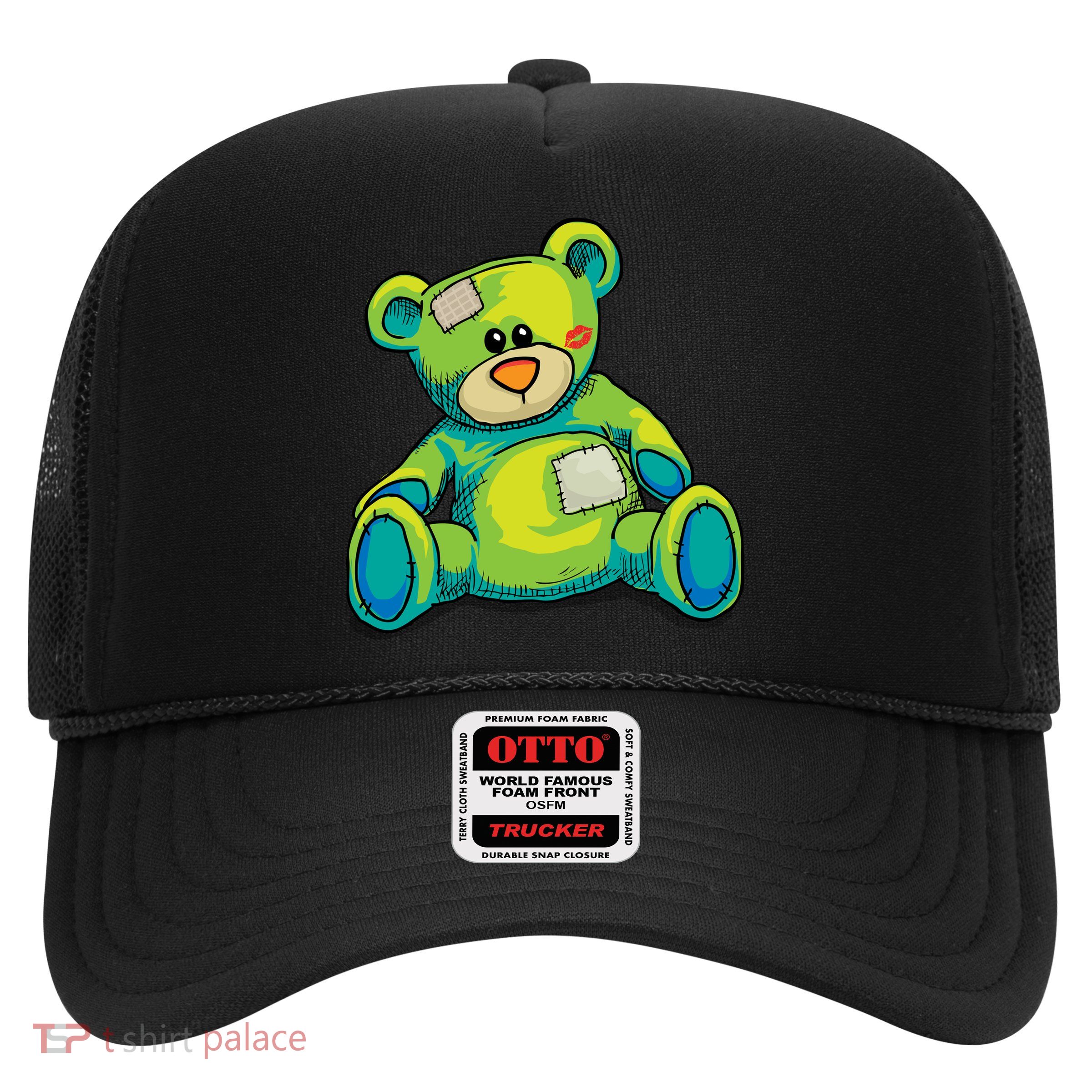 Vintage Torn Colorful Teddy Bear Trucker Hat
