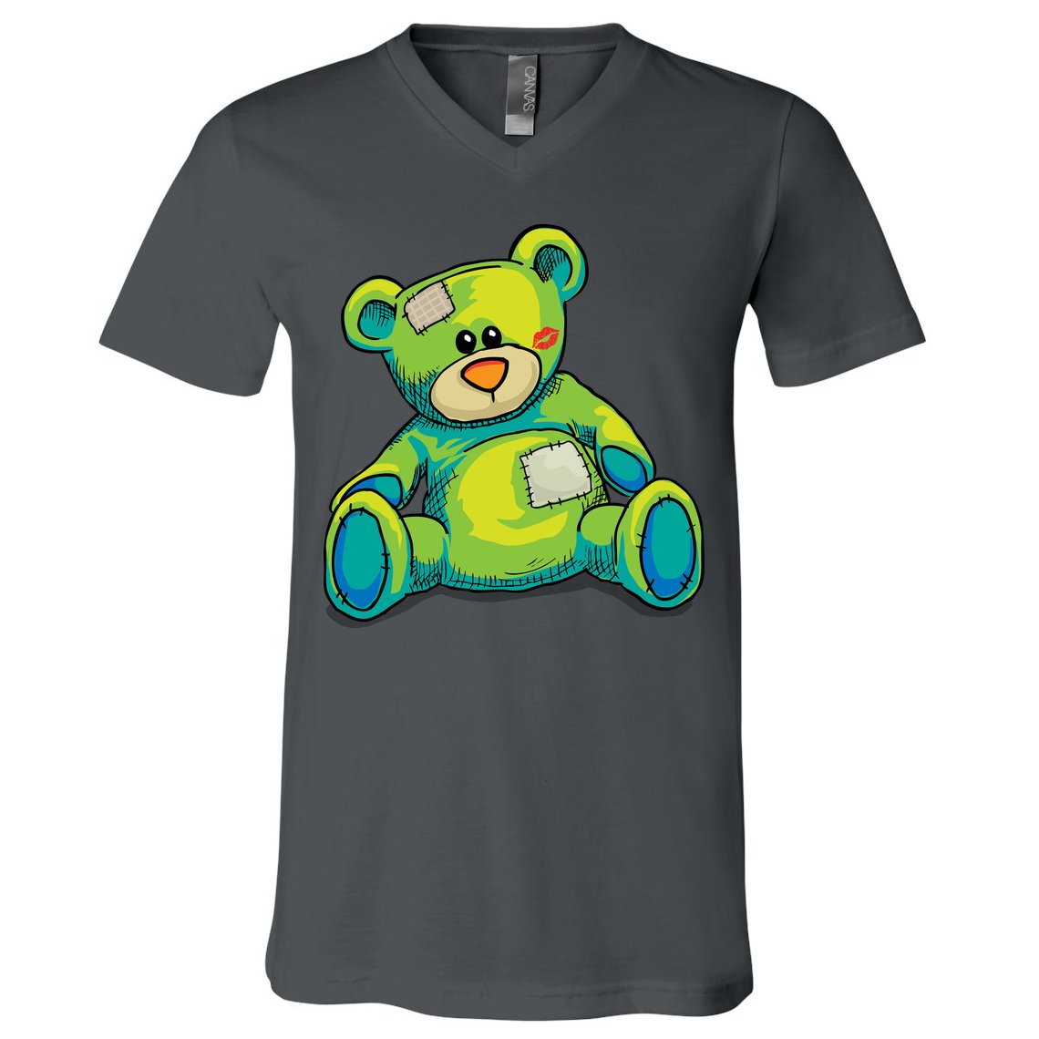 Vintage Torn Colorful Teddy Bear V-Neck T-Shirt