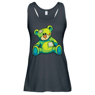 Vintage Torn Colorful Teddy Bear Ladies Essential Flowy Tank