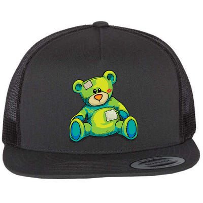 Vintage Torn Colorful Teddy Bear Flatbill Hat