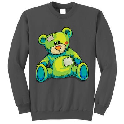 Vintage Torn Colorful Teddy Bear Tall Sweatshirt