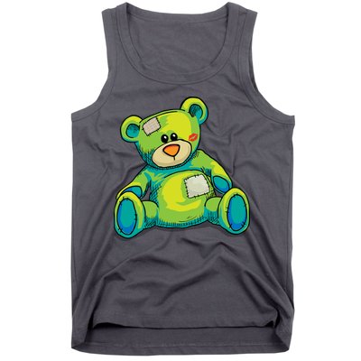 Vintage Torn Colorful Teddy Bear Tank Top