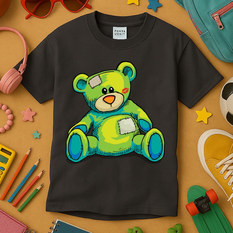 Vintage Torn Colorful Teddy Bear Kids T-Shirt