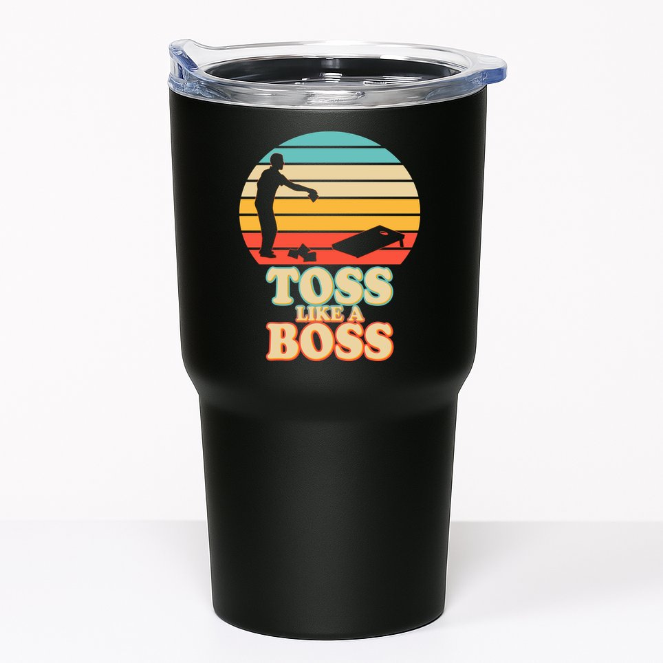 Vintage Toss Like A Boss Cornhole Tumbler