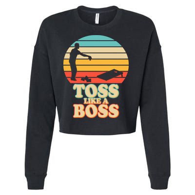 Vintage Toss Like A Boss Cornhole Cropped Pullover Crew