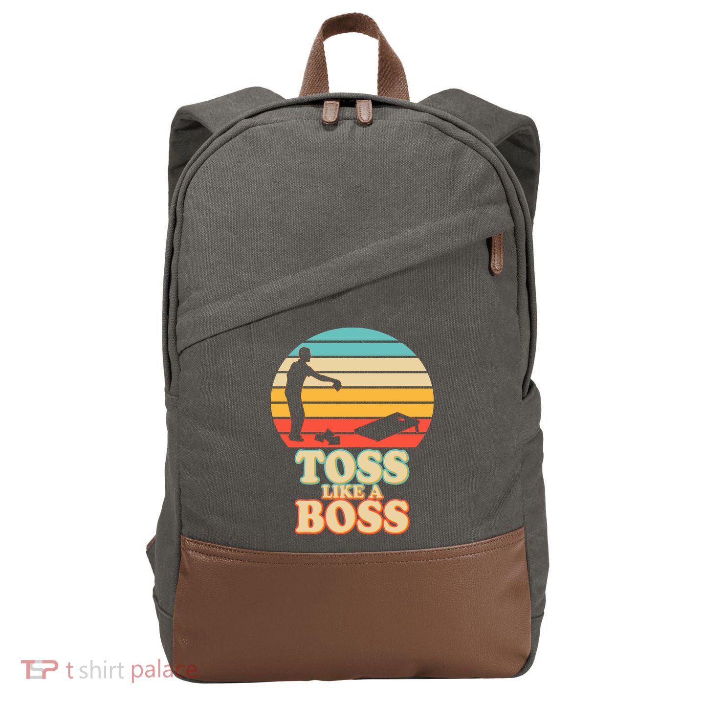 Vintage Toss Like A Boss Cornhole Cotton Canvas Backpack