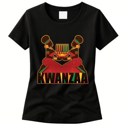 Vintage Traditional Color Kwanzaa Holiday Kinara Womens T-Shirt