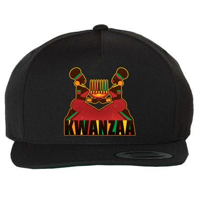 Vintage Traditional Color Kwanzaa Holiday Kinara Wool Snapback Cap