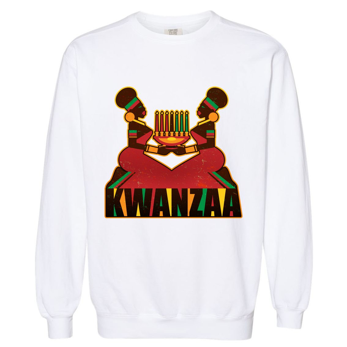 Vintage Traditional Color Kwanzaa Holiday Kinara Garment-Dyed Sweatshirt