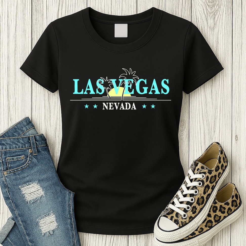 Vintage Tropical Las Vegas Logo Womens T-Shirt