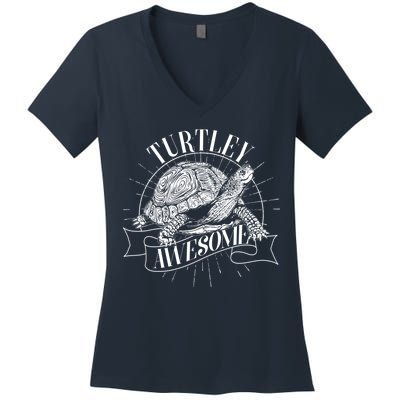 Vintage Turtley Awesome Women's V-Neck T-Shirt