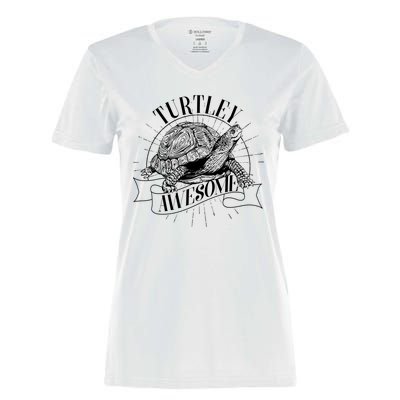 Vintage Turtley Awesome Women's Momentum V-Neck T-Shirt