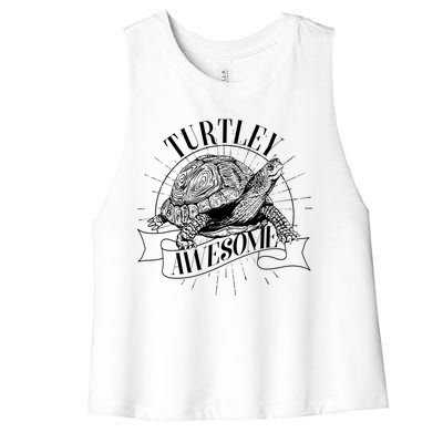 Vintage Turtley Awesome Women's Racerback Cropped Tank