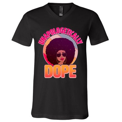 Vintage Unapologetically Dope Black Woman Afro V-Neck T-Shirt