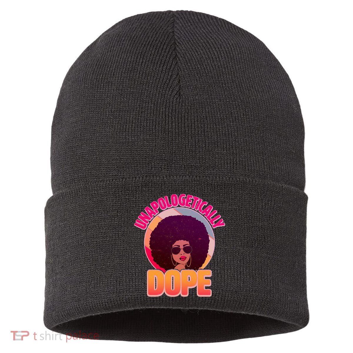 Vintage Unapologetically Dope Black Woman Afro Sustainable Knit Beanie