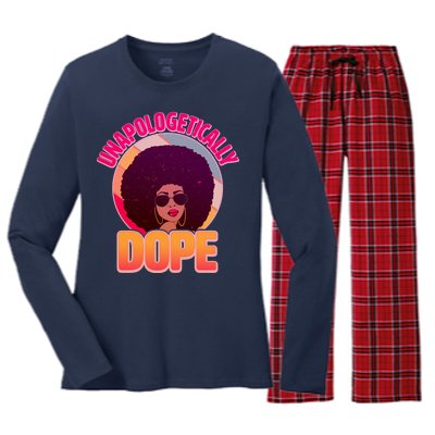 Vintage Unapologetically Dope Black Woman Afro Women's Long Sleeve Flannel Pajama Set 