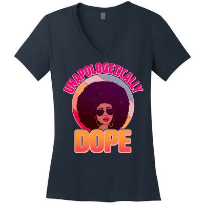 Vintage Unapologetically Dope Black Woman Afro Women's V-Neck T-Shirt