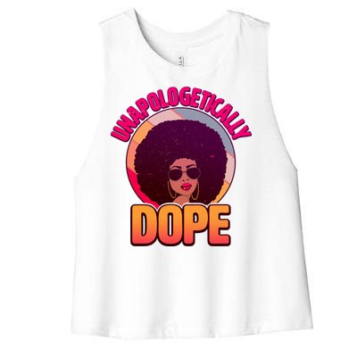 Vintage Unapologetically Dope Black Woman Afro Women's Racerback Cropped Tank