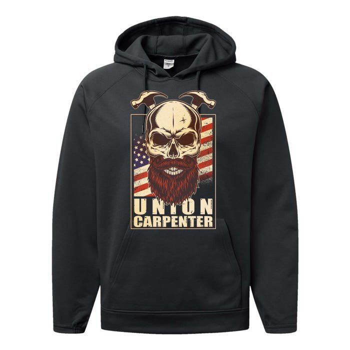 Vintage Union American Carpenter Bearded Skull Performance Fleece Hoodie