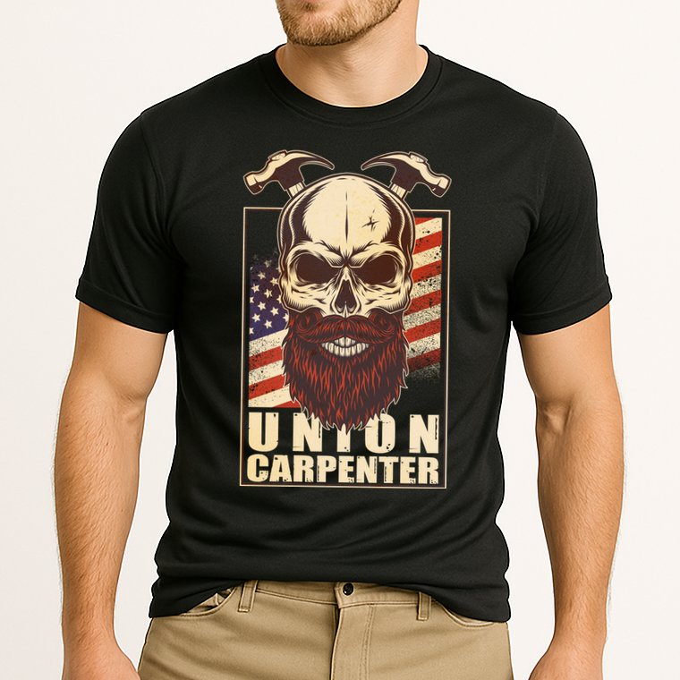 Vintage Union American Carpenter Bearded Skull Cooling Performance Crew T-Shirt