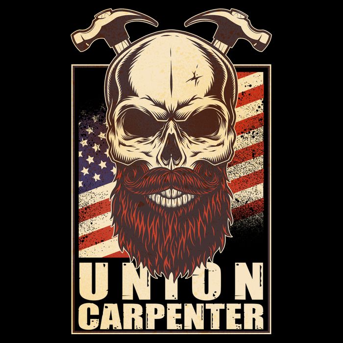 Vintage Union American Carpenter Bearded Skull Cooling Performance Crew T-Shirt