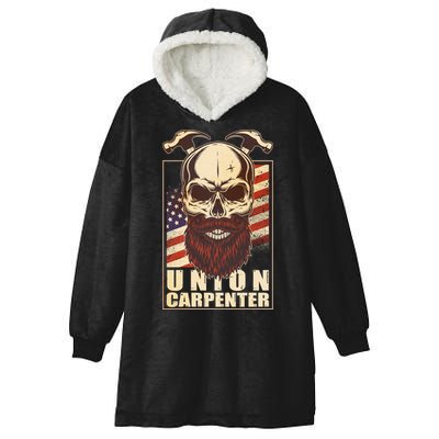 Vintage Union American Carpenter Bearded Skull Hooded Wearable Blanket