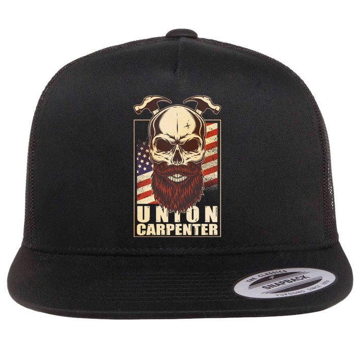 Vintage Union American Carpenter Bearded Skull Flat Bill Trucker Hat